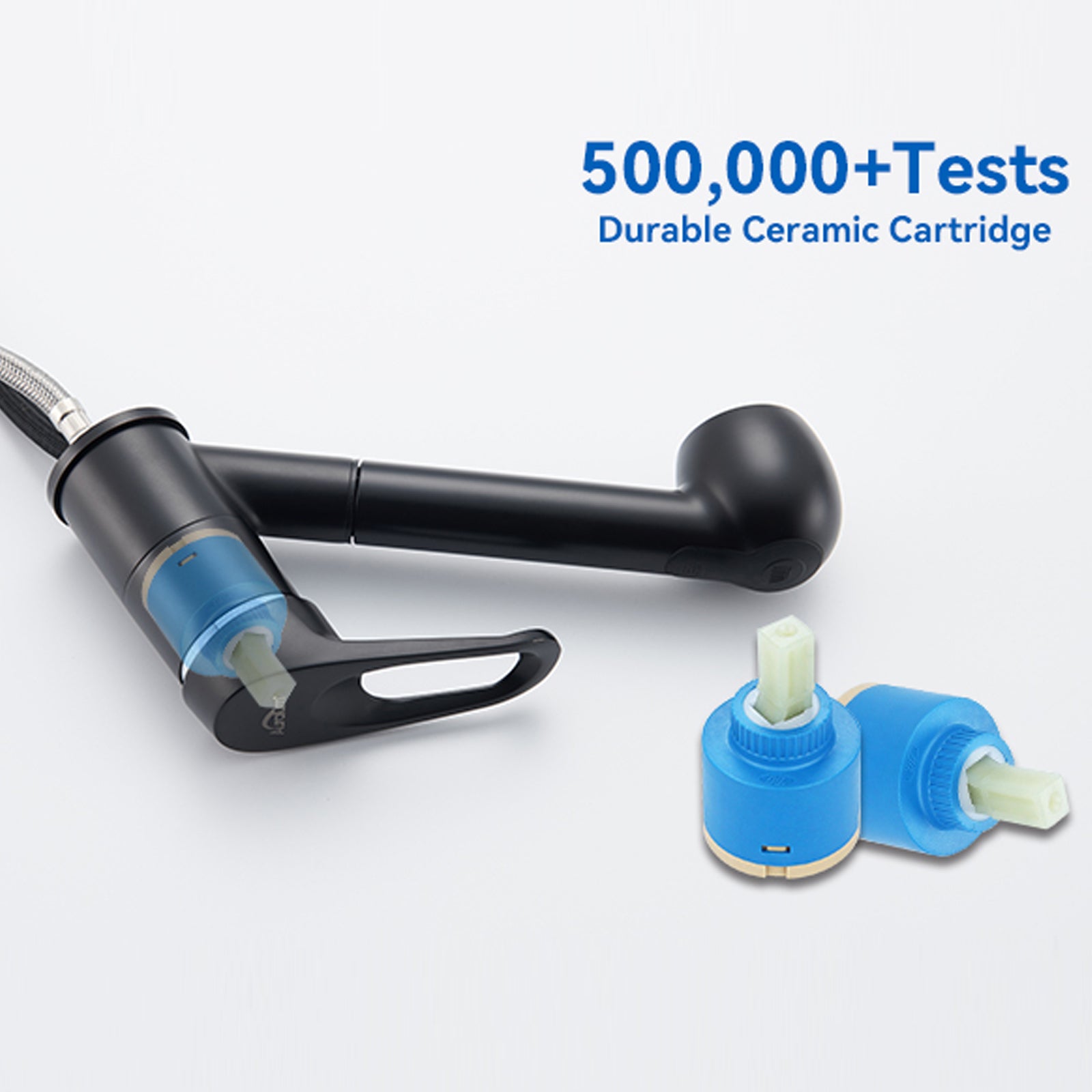 Mitigeur de Cuisine Noir avec Douchette Extractible 2 Jets Robinet Évier à 360° en Laiton Robinetterie avec Monotrou L'eau Froide et Chaude - 6