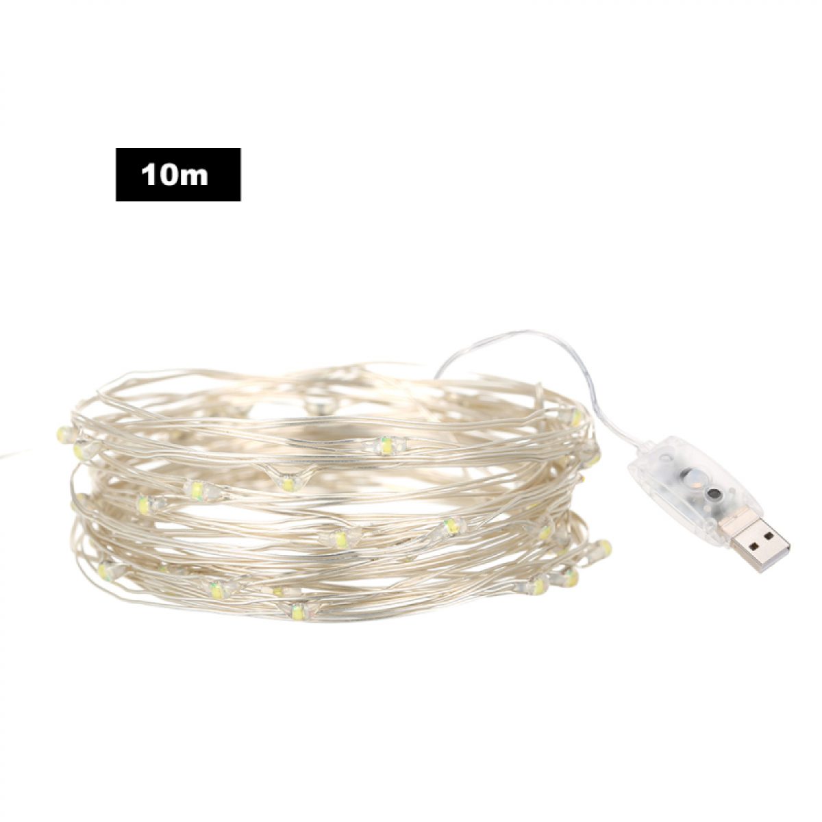 Muzyczna girlanda świetlna, 100 LED (10 m), 12 trybów oświetlenia, do dekoracji ścian, ogrodu, na festiwale, imprezy (biała)