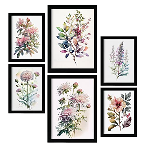 Nacnic posters de flores de campo ilustraciones a todo color de naturaleza y botánica con temas florales sobre fondo blanco para la a4 & a3 sin marco