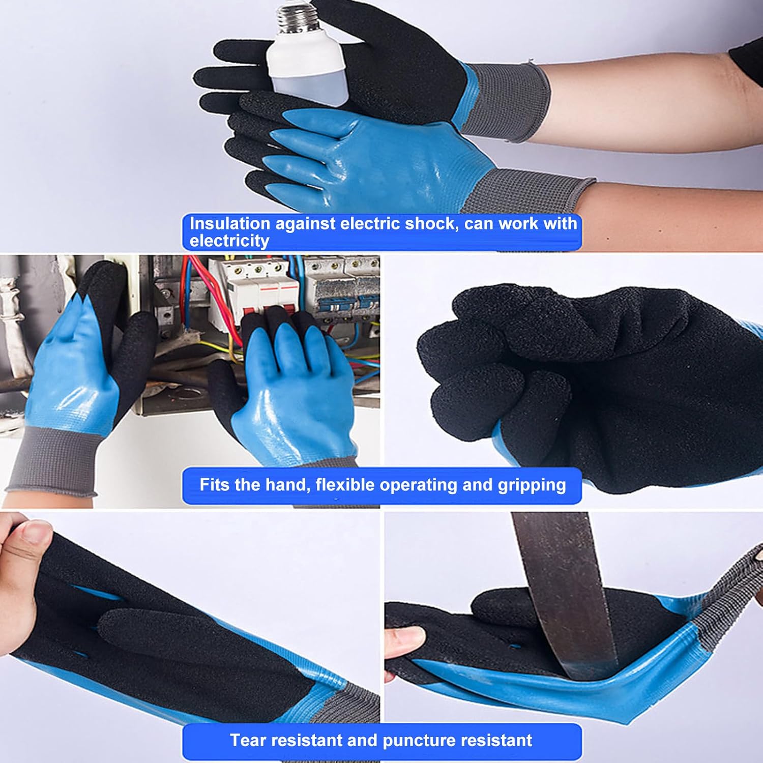Guantes aislantes de 1000 V para electricistas: protección de seguridad contra alta tensión, trabajo eléctrico fiable. - 3