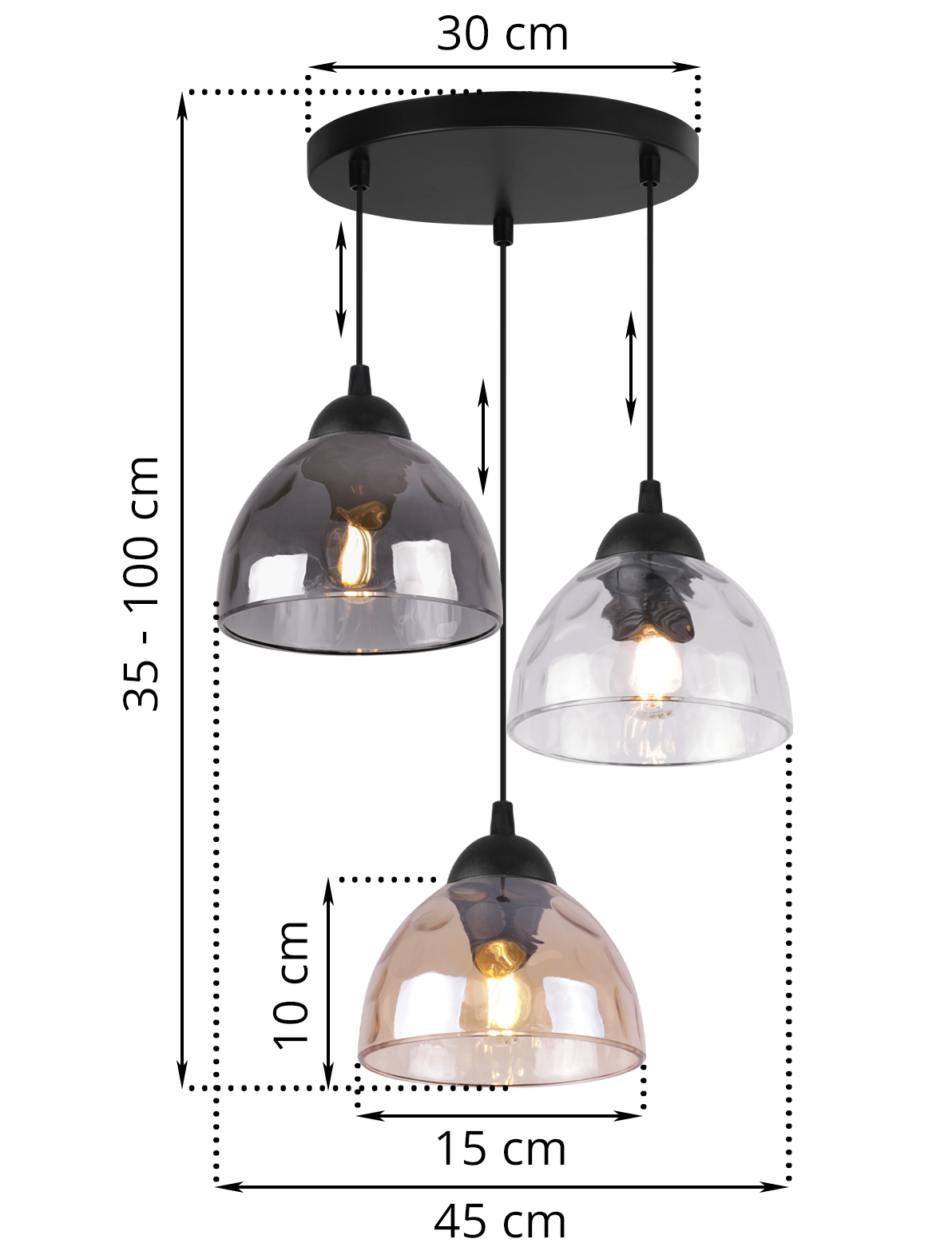 Lampa sufitowa wisząca Venice modern 3xE27 klosz półokrągły czarny/wielokolorowy Light Home LH - 6