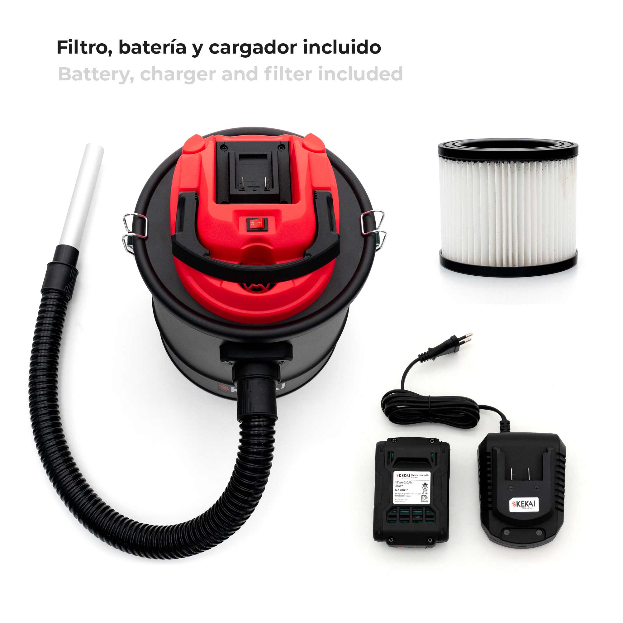 Aspirateur | Souffleur à Cendres à Batterie 12 Litres Kekai Graciano Filtre HEPA Lavable - 3