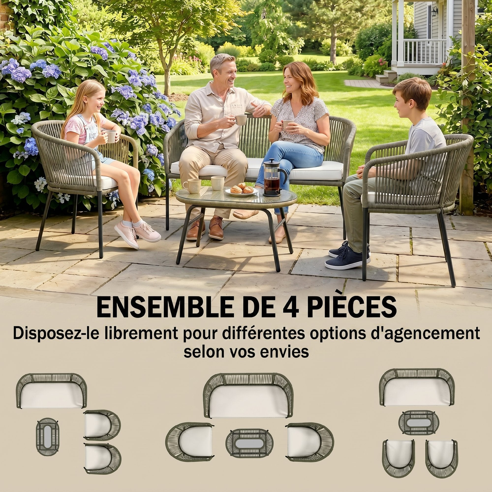 Salon de jardin extérieur cordes en polypropylène Outsunny - 4