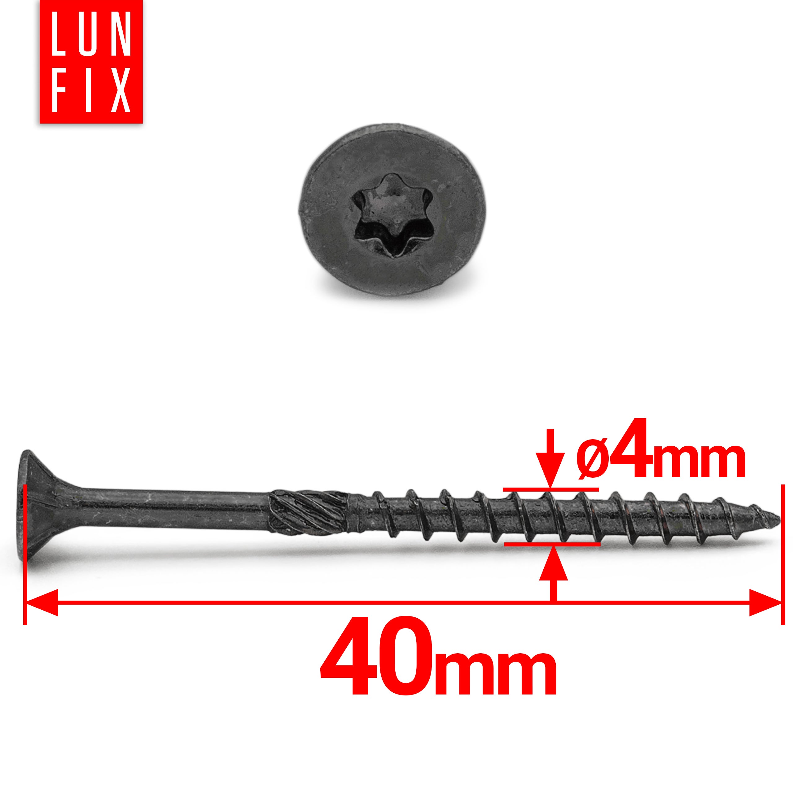 Wkręty ciesielskie czarne stożkowe 4x40mm 50szt. - 2