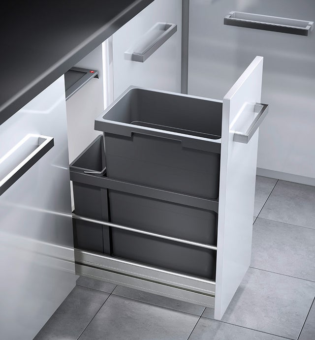 Poubelle encastrable 2 bacs pour meuble coulissant 45L (38+7) Hailo Euro Cargo