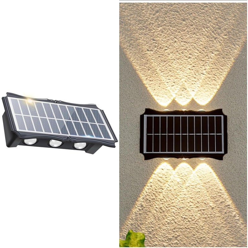 Lampy solarne zewnętrzne – 6 ciepłych białych diod LED, oświetlenie dekoracyjne, wodoszczelne IP65, do ogrodu, balkonu, tarasu, garażu (1 sztuka)