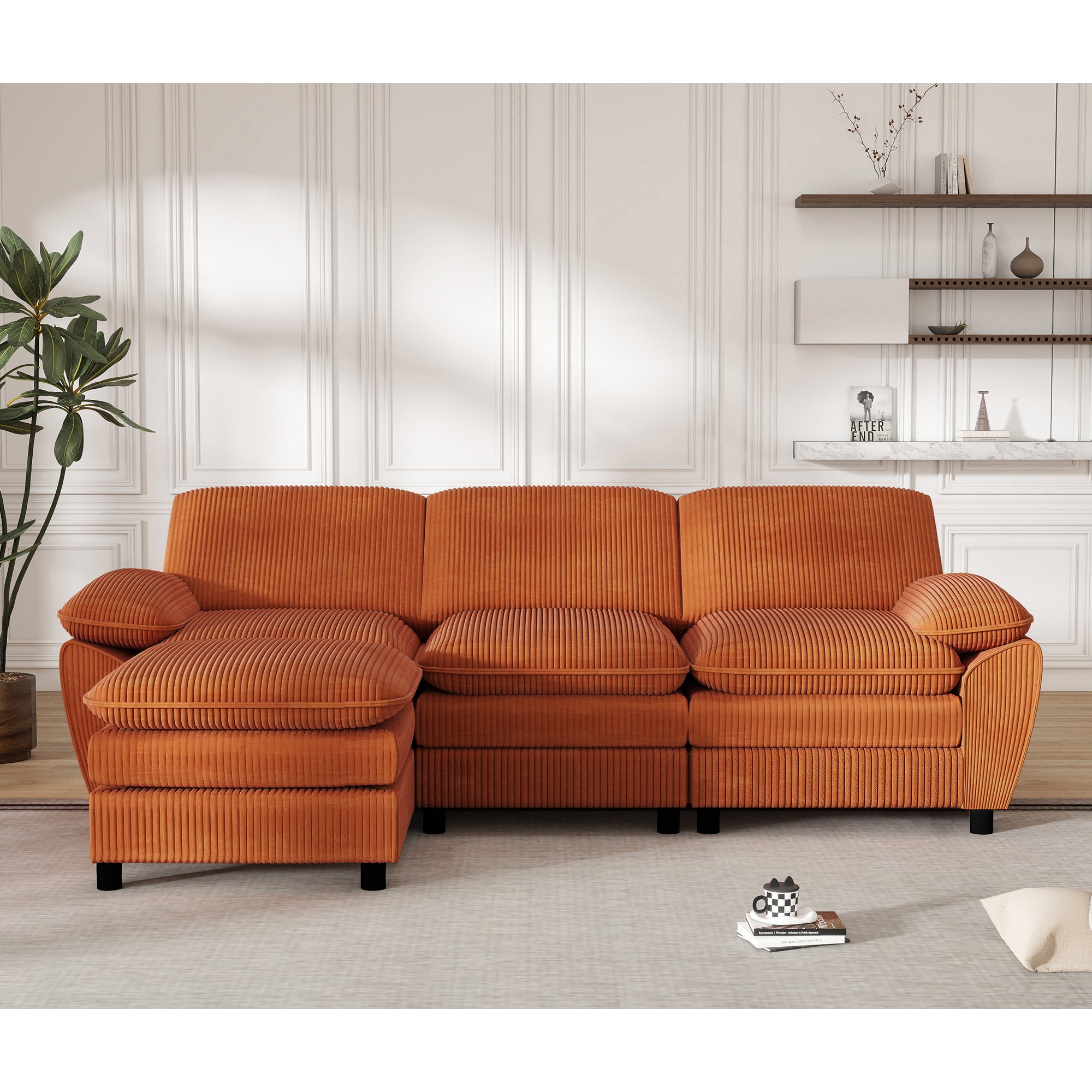 Sofá modular, sofá con dos cojines, terciopelo lámpara, con funda