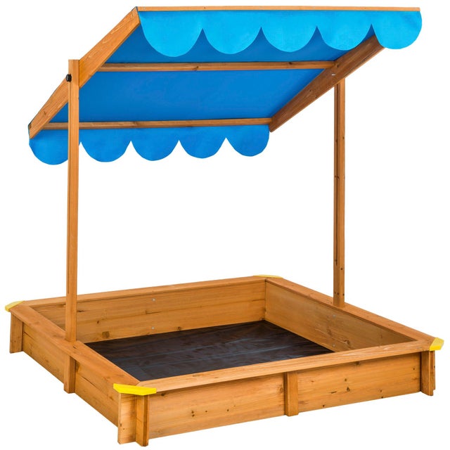 Bac à sable cabane de jardin en bois avec toit réglable rouge 120 x 120 x 120 cm TECTAKE