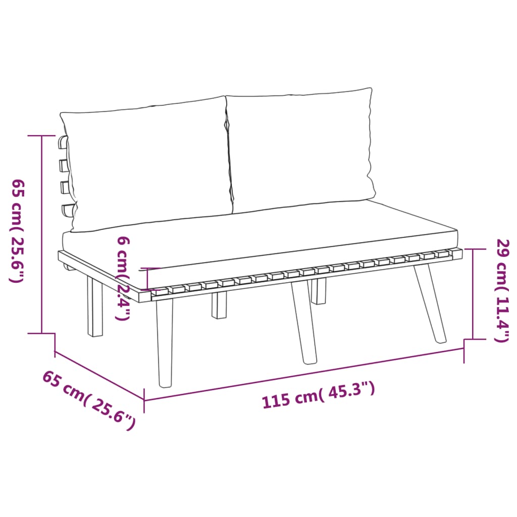 Maison Exclusive - Salon de jardin 3 pcs avec coussins Bois d'acacia massif - 8