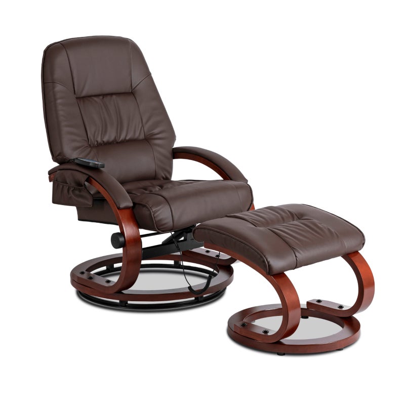 Fotel Masujący Z Podnóżkiem Wypoczynkowy Z Masażem Wygodny Brązowy CANO