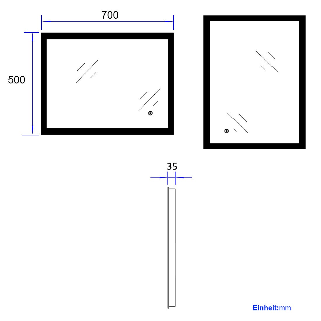 EMKE Lustro łazienkowe z oświetleniem LED 70x50 cm, z 6500K, przełącznik dotykowy, funkcja pamięci - 7