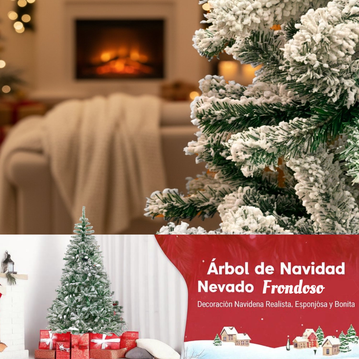 Árvore de Natal artificial com neve branco 210cm - 7