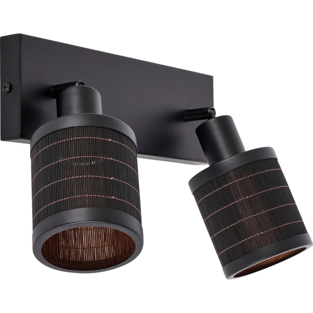 Lampa sufitowa TAGALOG czarna-jasne drewno 2xE27x40W bambus wym:23x32x10cm IP20 Lucide