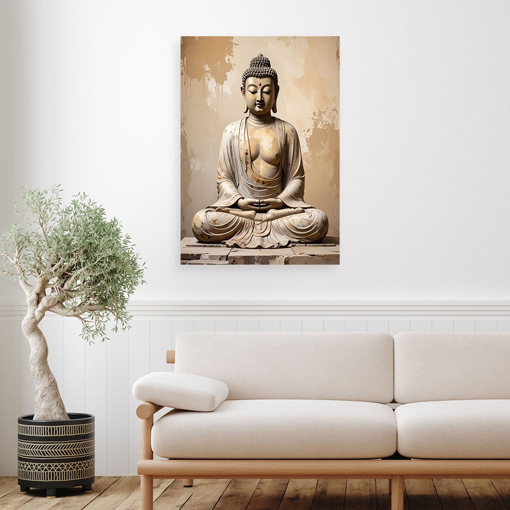 Obraz do salonu sypialni biura loftu, Budda Zen Spa na beżowym tle 80x120 - 2