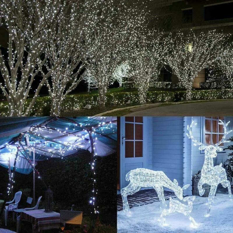 Guirlande Lumineuse 50M 500 LED Lumières de Noël Intérieur et Extérieure 8 Modes Etanche Guirlande Guinguette Câble Transparent , Blanc - 5