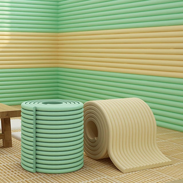 Due rotoli di tappetini da parete per bambini, morbidi cuscinetti protettivi, sicuri e resistenti agli urti,per asili nido (giallo + verde, 200*40 cm)