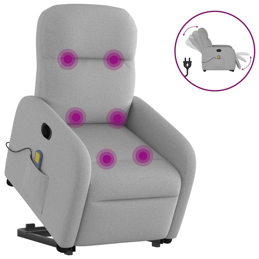 Fauteuil inclinable de massage | Fauteuil de relaxation | Chaise de relaxation électrique gris nuage tissu CFW682222 - 2