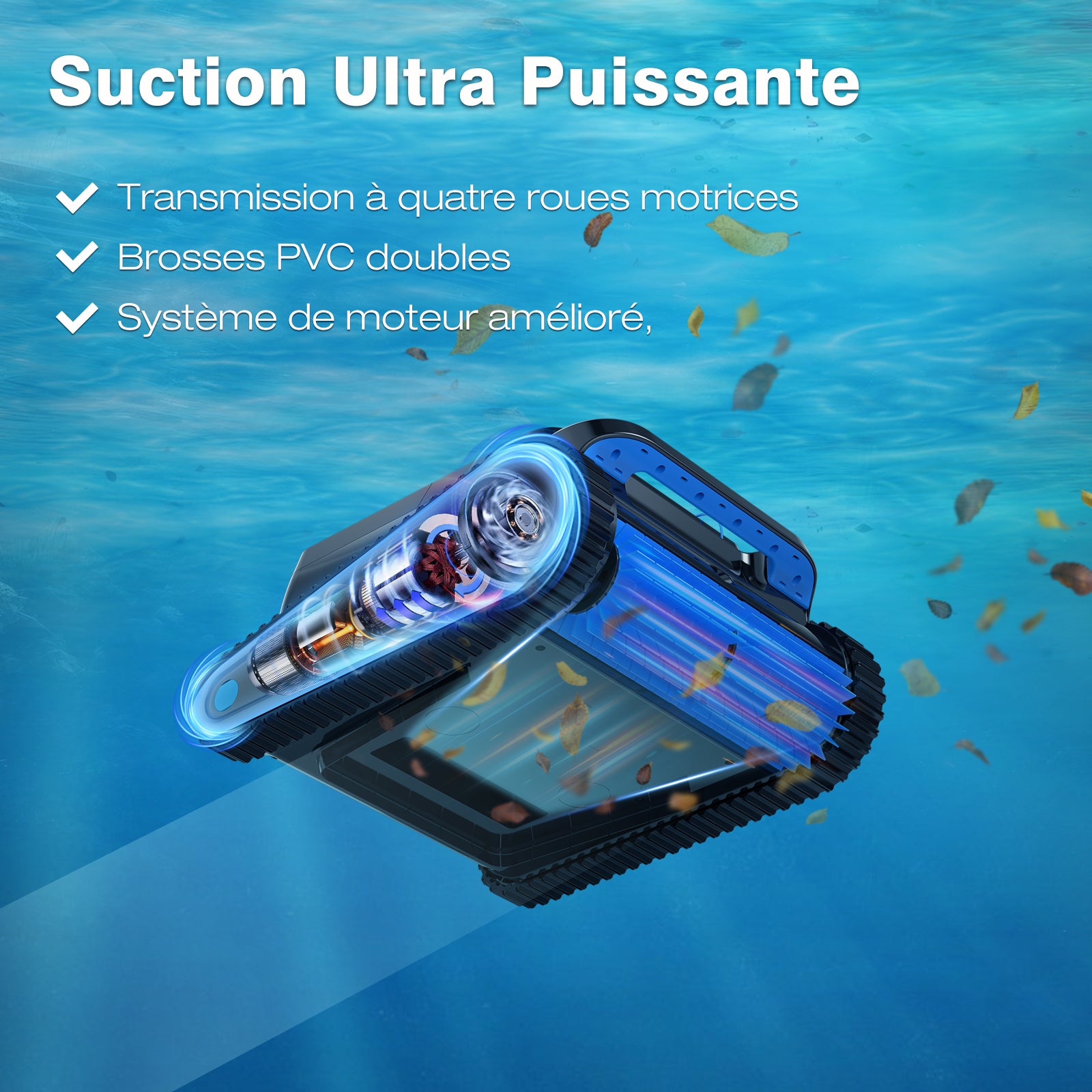 EVERCROSS BOT Robot Piscine Nettoyeur de Fond et Parois U8 Noir - 6