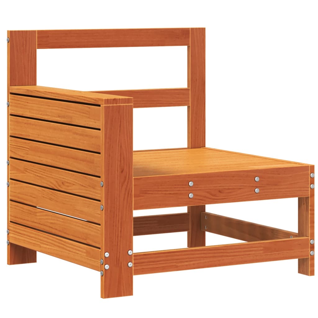 Canapé de jardin accoudoir cire marron bois de pin massif - 2