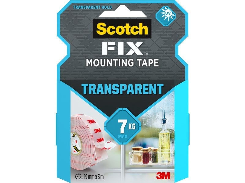 Taśma klejąca dwustronna 3M Fix przezroczysta 3m x 19mm - 3