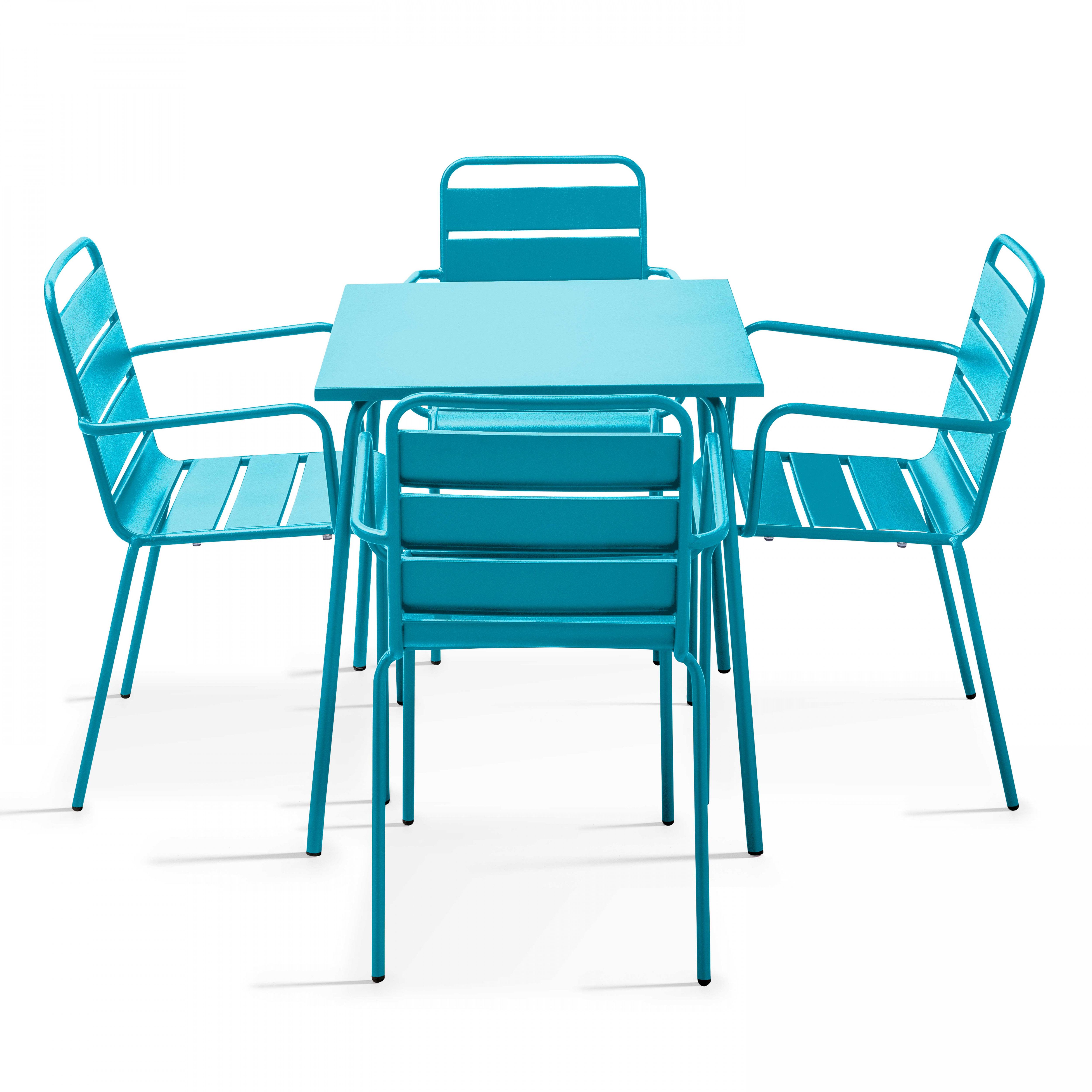 Sedia Da Giardino Oviala Palavas – Quadrata In Acciaio, Colore Blu, Impilabile
