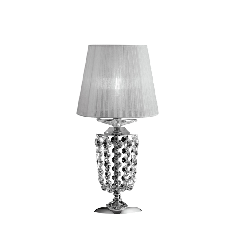 Lampa stołowa Mozart z żelaza i chromowanego mosiądzu z 1 kloszem H.40 Ø20 BL189-LT-CR