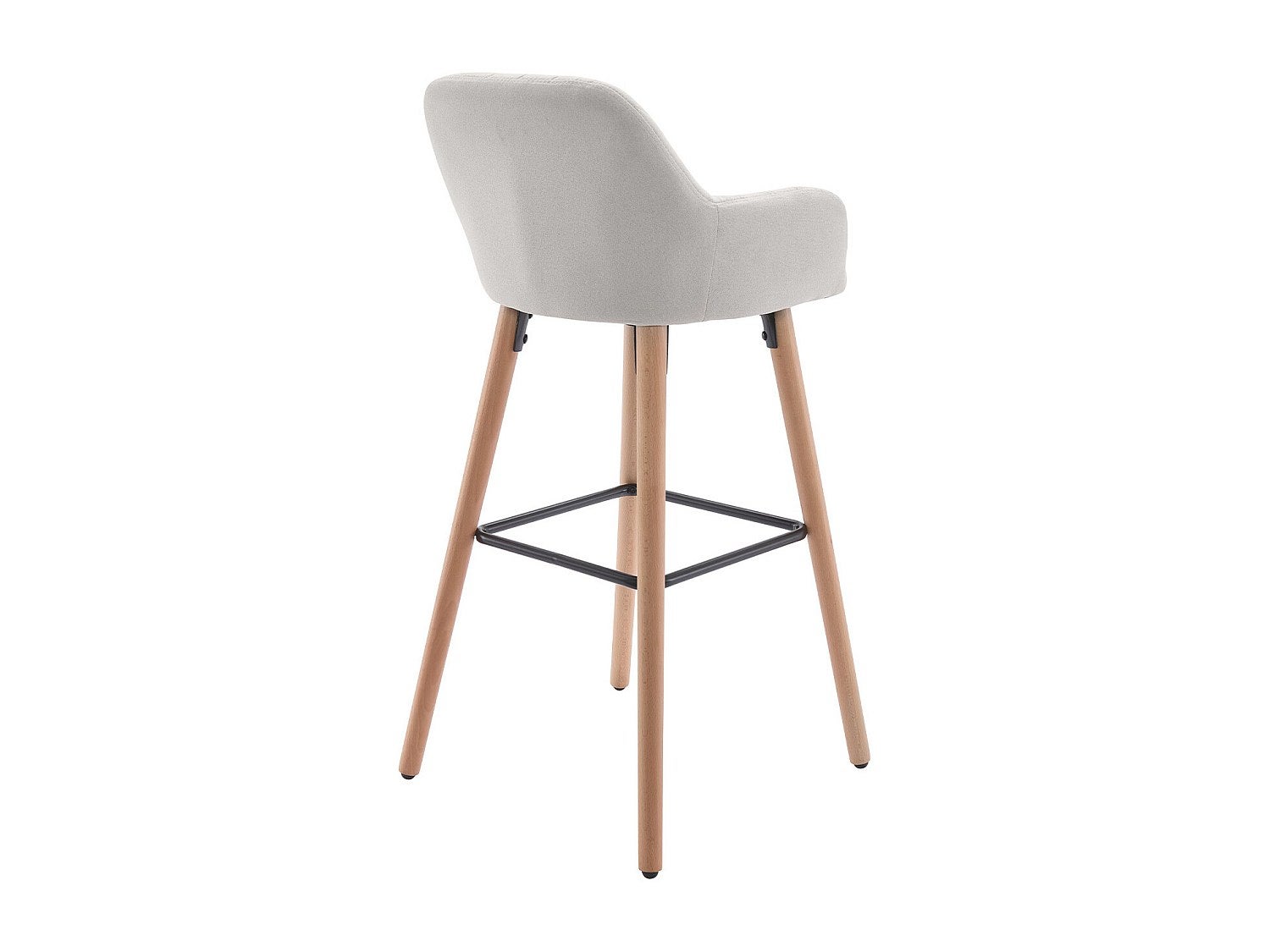 Taburete alto de tela y patas de madera de haya - Crema - ELEANA - 7