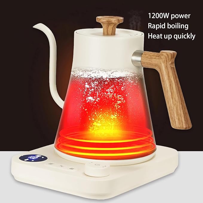 Hervidor eléctrico cuello de cisne—control ±1°F, acero inoxidable 304, ultrasilencioso, para café y té, autoapagado al hervir, 8 protecciones - 5