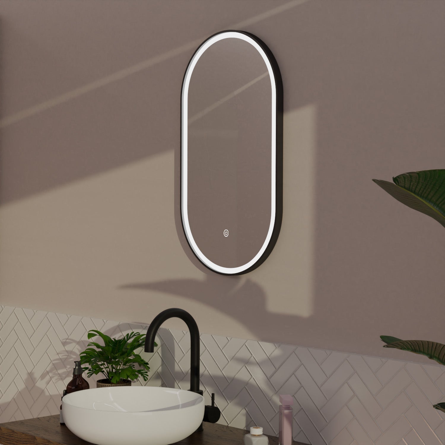 LOMAZOO Miroir de salle de bain ovale avec éclairage - 40 x 70 cm - Genève - 4
