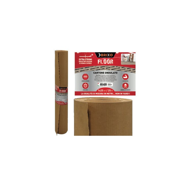 Carton ondulé Brixo Floor 100 cm x 25 m – Protection de sol – Rouleau robuste