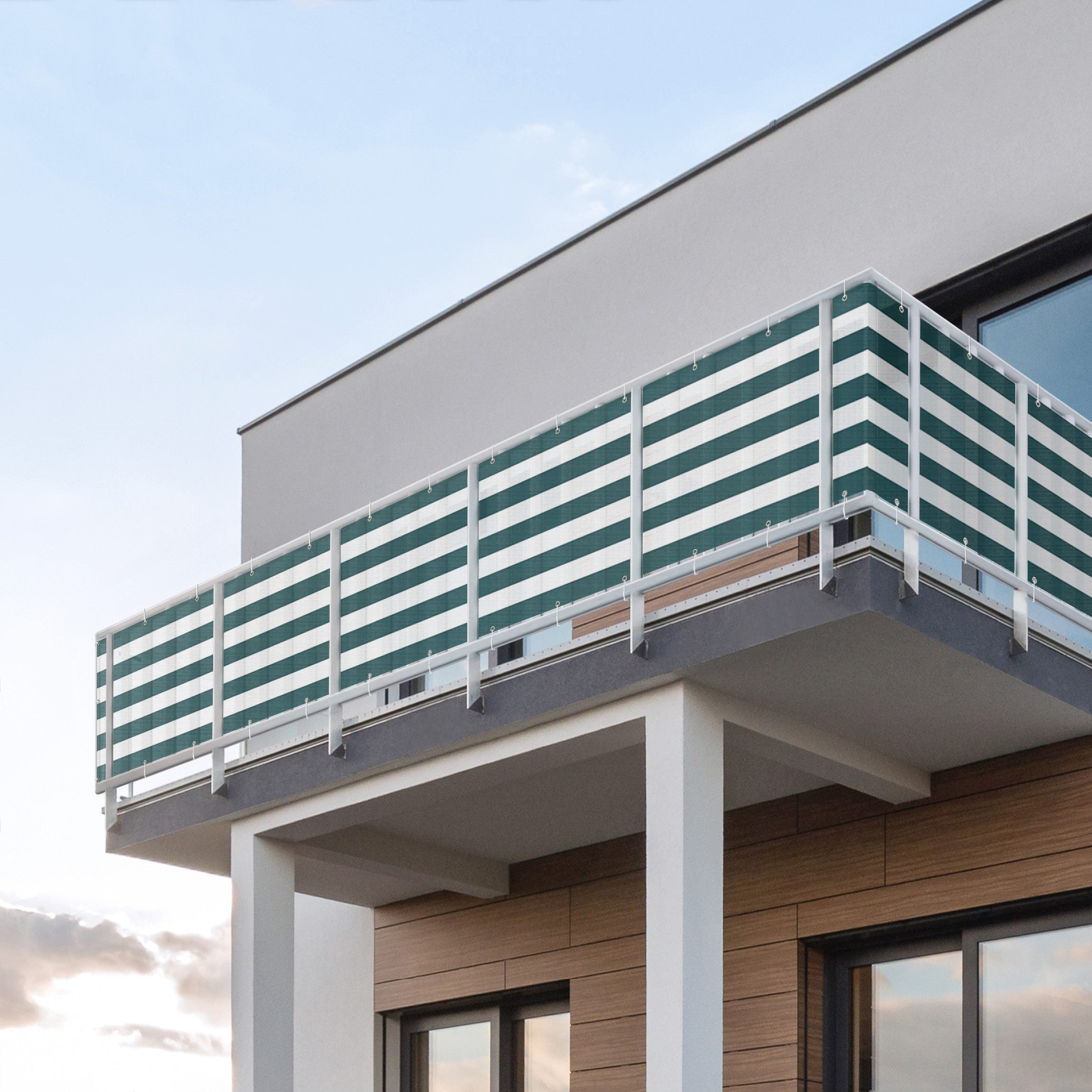 Brise vue brise vent balcon appartement jardin vert H.0,9 x L.9 M avec attaches résistant aux intempéries 270 g/m² mesh 1196 - 3