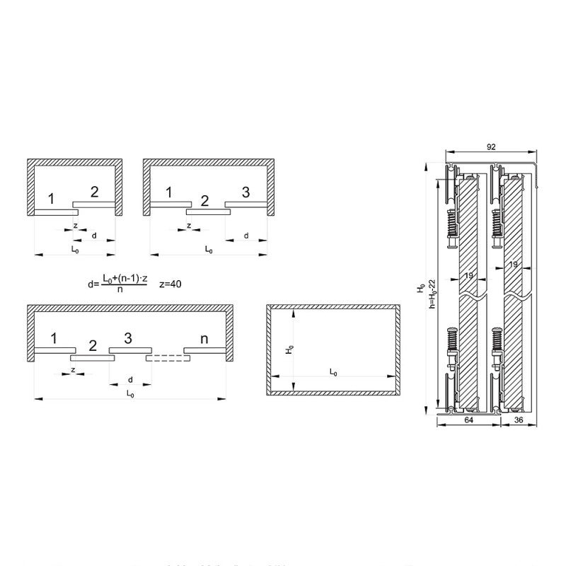 Kit pour 1 porte de placard supplémentaire SLID'UP 230 19 mm - argent - 5