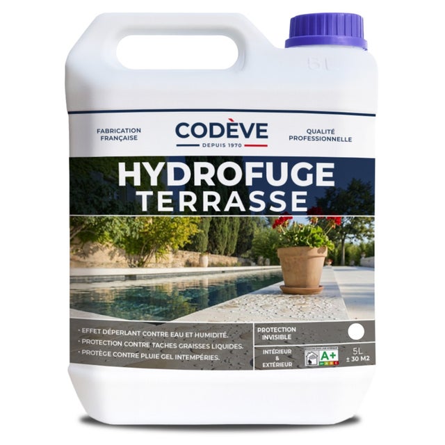 Hydrofuge Terrasse - 5 L - Codeve Bois - Incolore Pour Votre Terrasse En Travertin, Béton, Ciment Ou Pierre.
