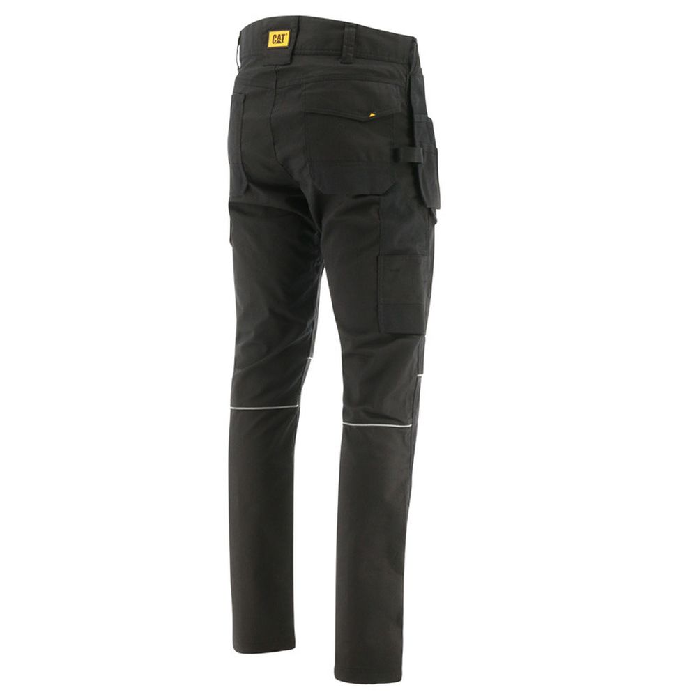 Pantalon de travail avec poches genouillères stretch imperméable Caterpillar TRADE HOLISTER Noir 44 - 2
