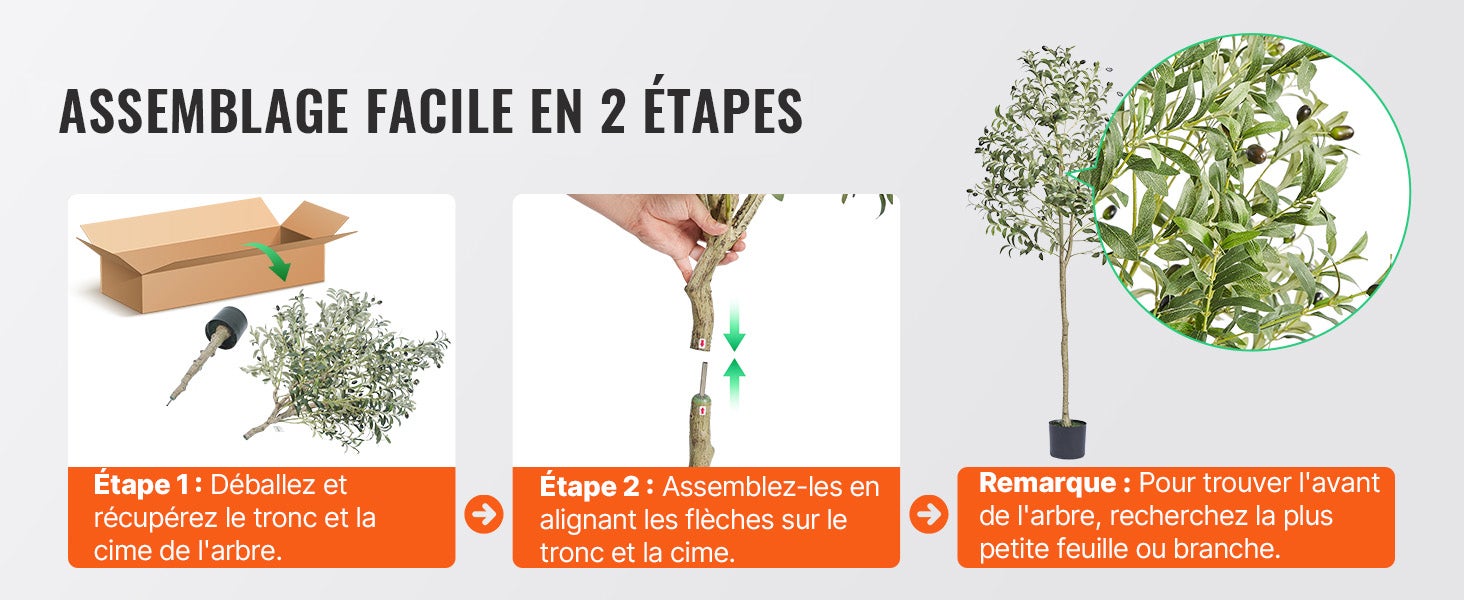 Arbre Olivier Artificiel 155 cm VEVOR, Plante Décorative en PE Réaliste à Branches Ajustables avec Pot, Entretien Facile, pour Maison Bureau Hôtel - 9