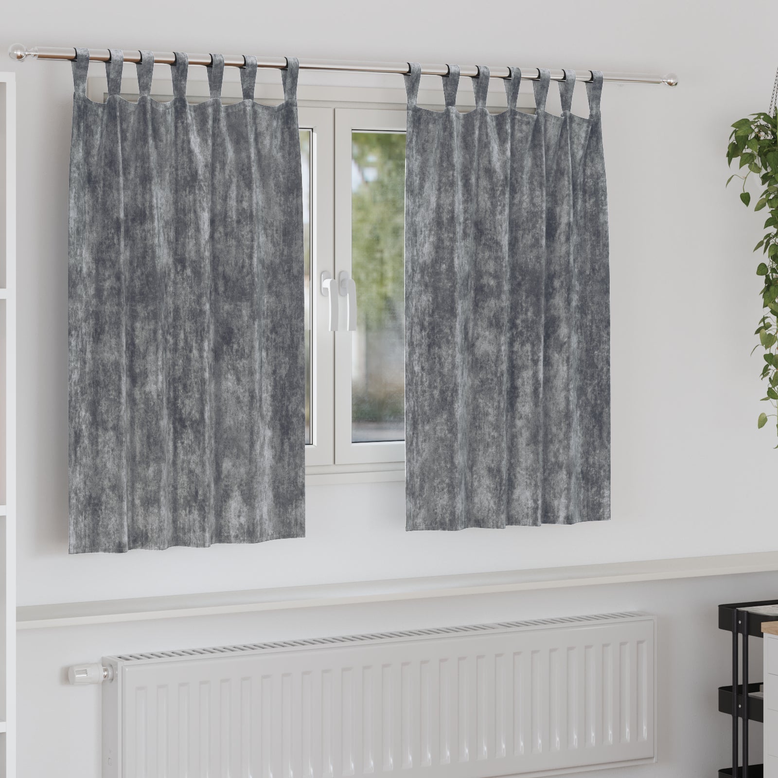 Zasłony z weluru z zasłonami 2 pcs Szary 140 x 140 cm Aksamit vidaXL