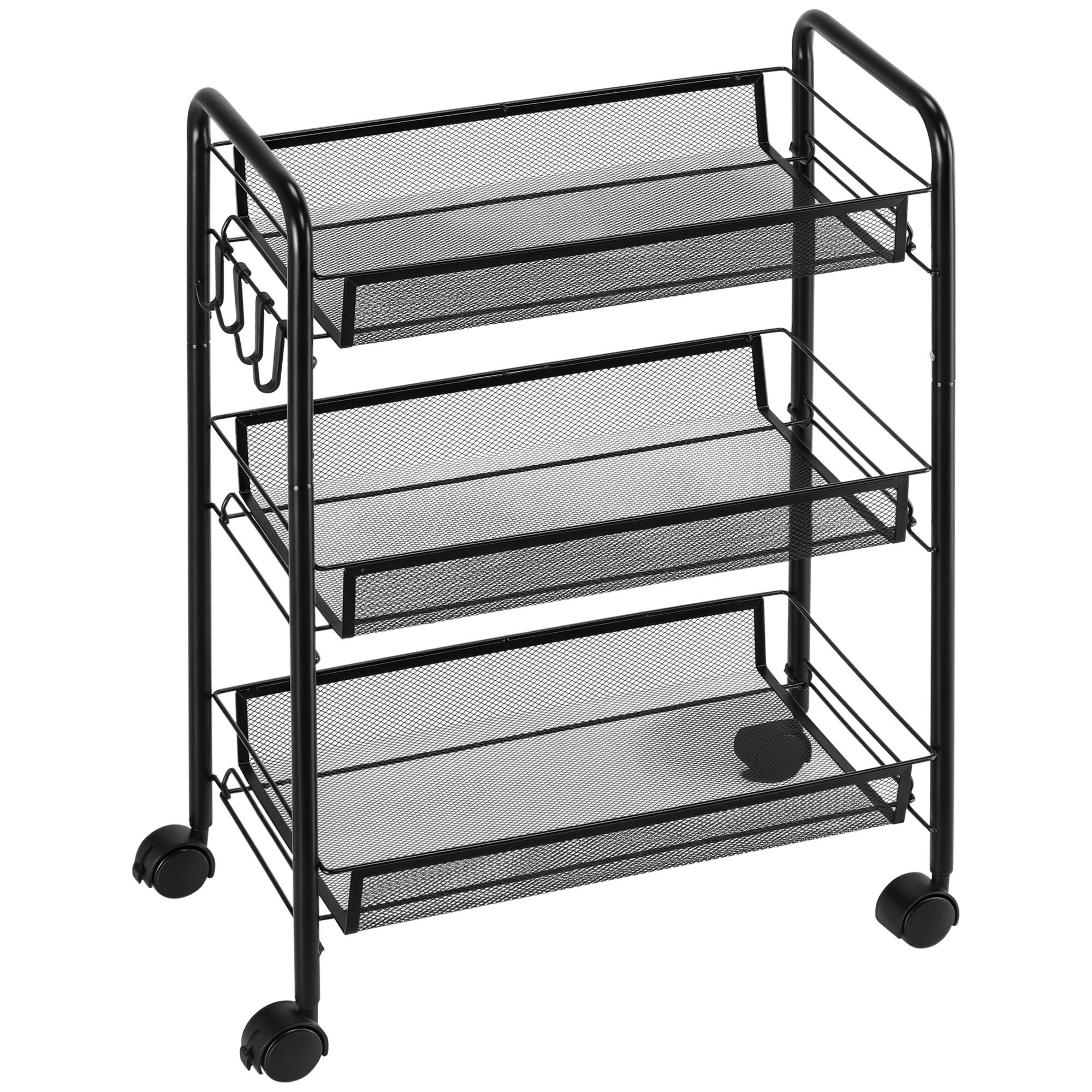 Haloyo 3 Niveaux Chariot Roulant, Meuble de Rangement Mobile, Commode sur roulettes, pour Cuisine, Salle de Bain, Bureau, blanc