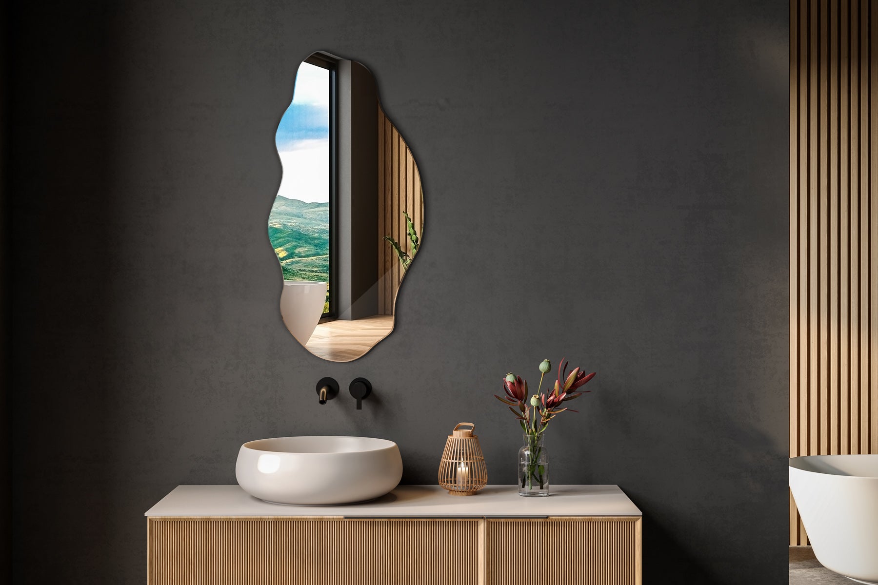 Miroir irrégulier pour maquillage, salle de bain, chambre à coucher - 45 cm x 90 cm - 4