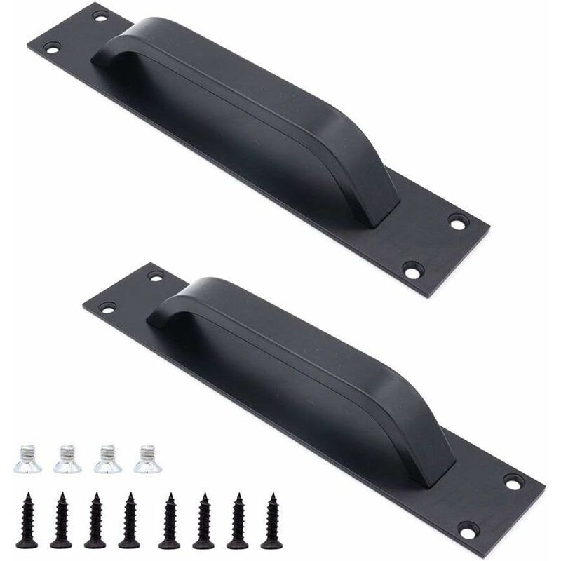 Zestaw 2 uchwytów do drzwi przesuwnych wykonanych ze stopu aluminium, do drzwi przeciwpożarowych, uchwyty do drzwi szafek, 20 cm x 4 cm, kolor czarny