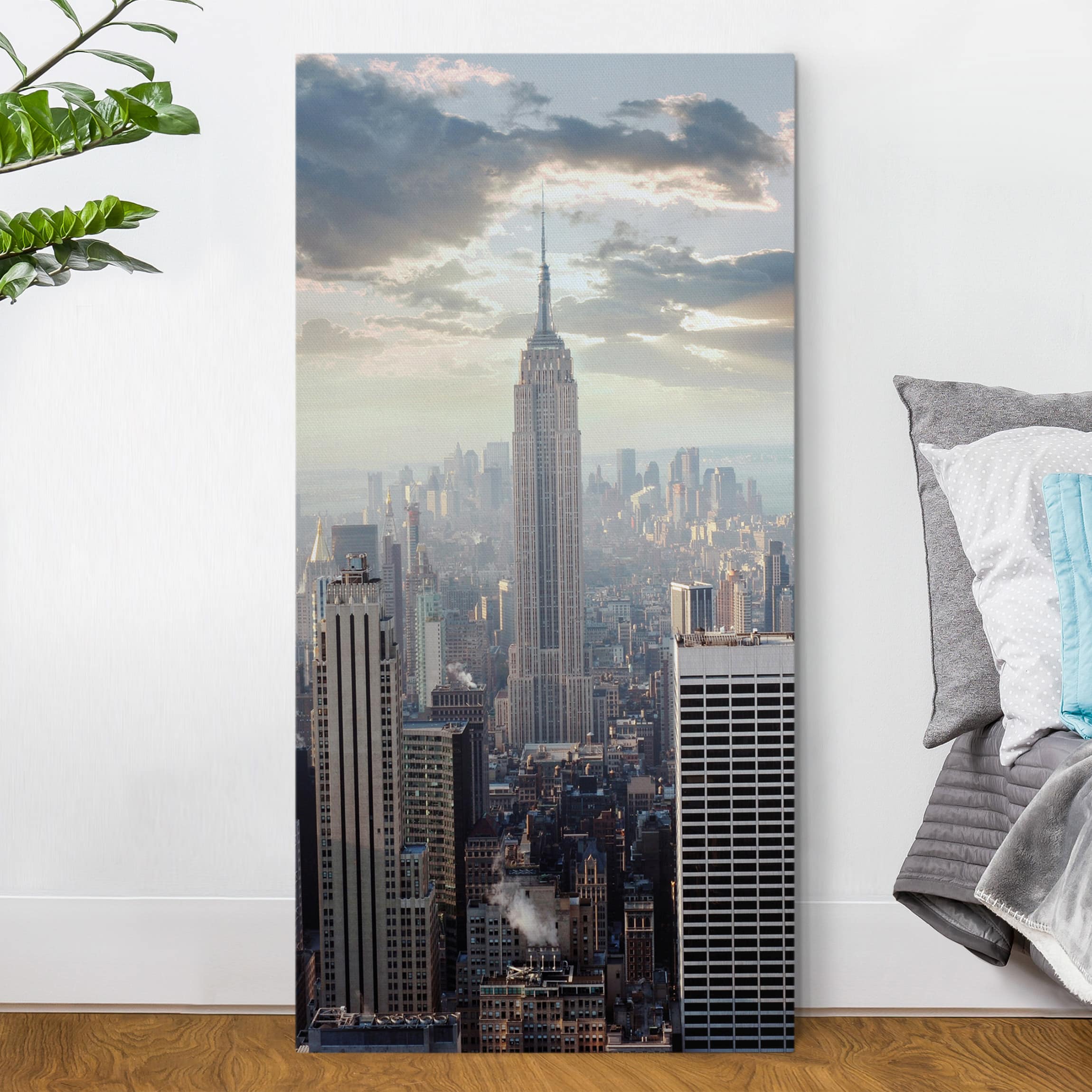 Lienzo cuadro en lienzo bastidor impresion en lienzo beige arquitectura nueva york ciudades atardecer 152 dormitorio salón 50 x 100 cm