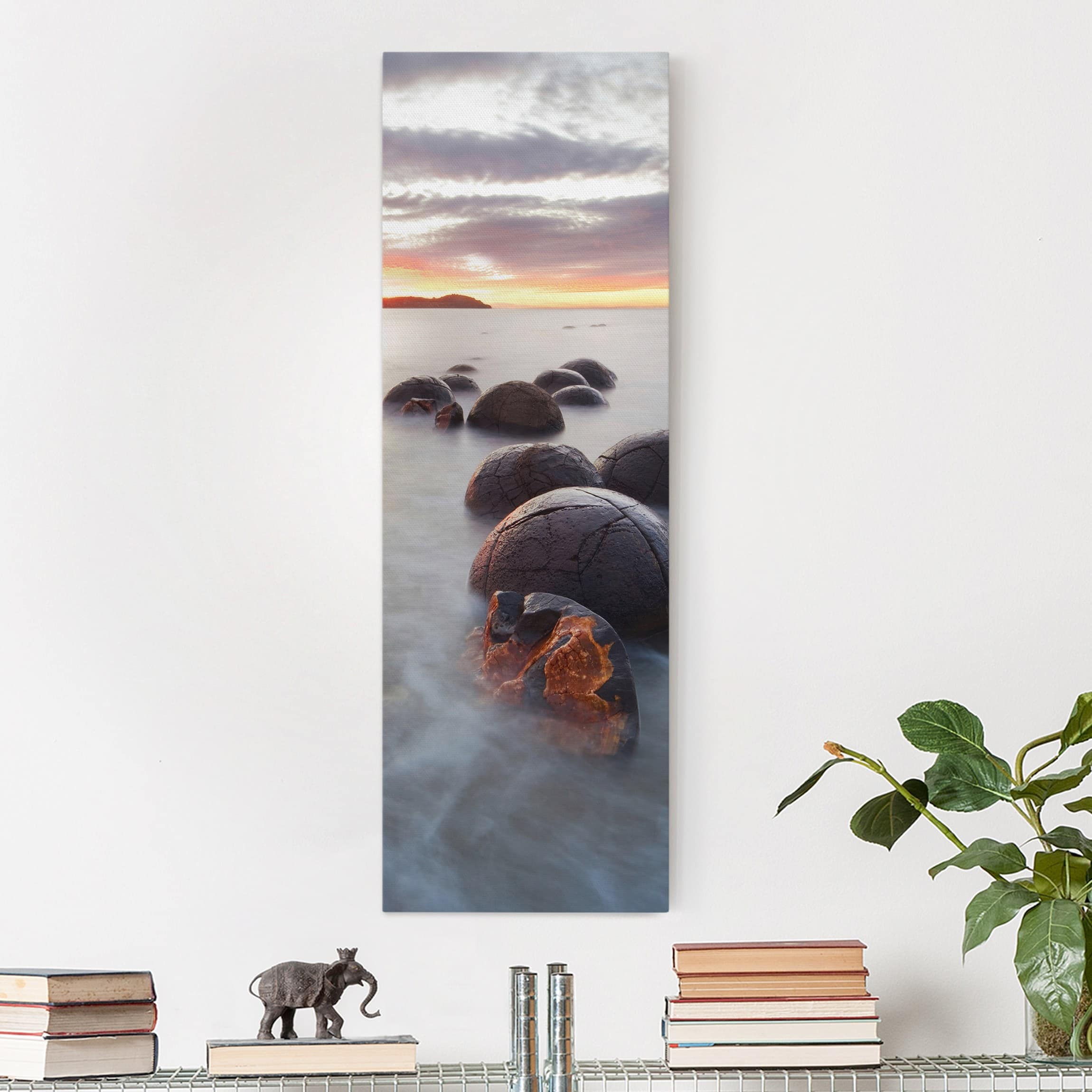 Lienzo cuadro en lienzo bastidor impresion en lienzo gris vista del mar piedra natural marítimo 145 dormitorio salón pasillo 50 x 150 cm