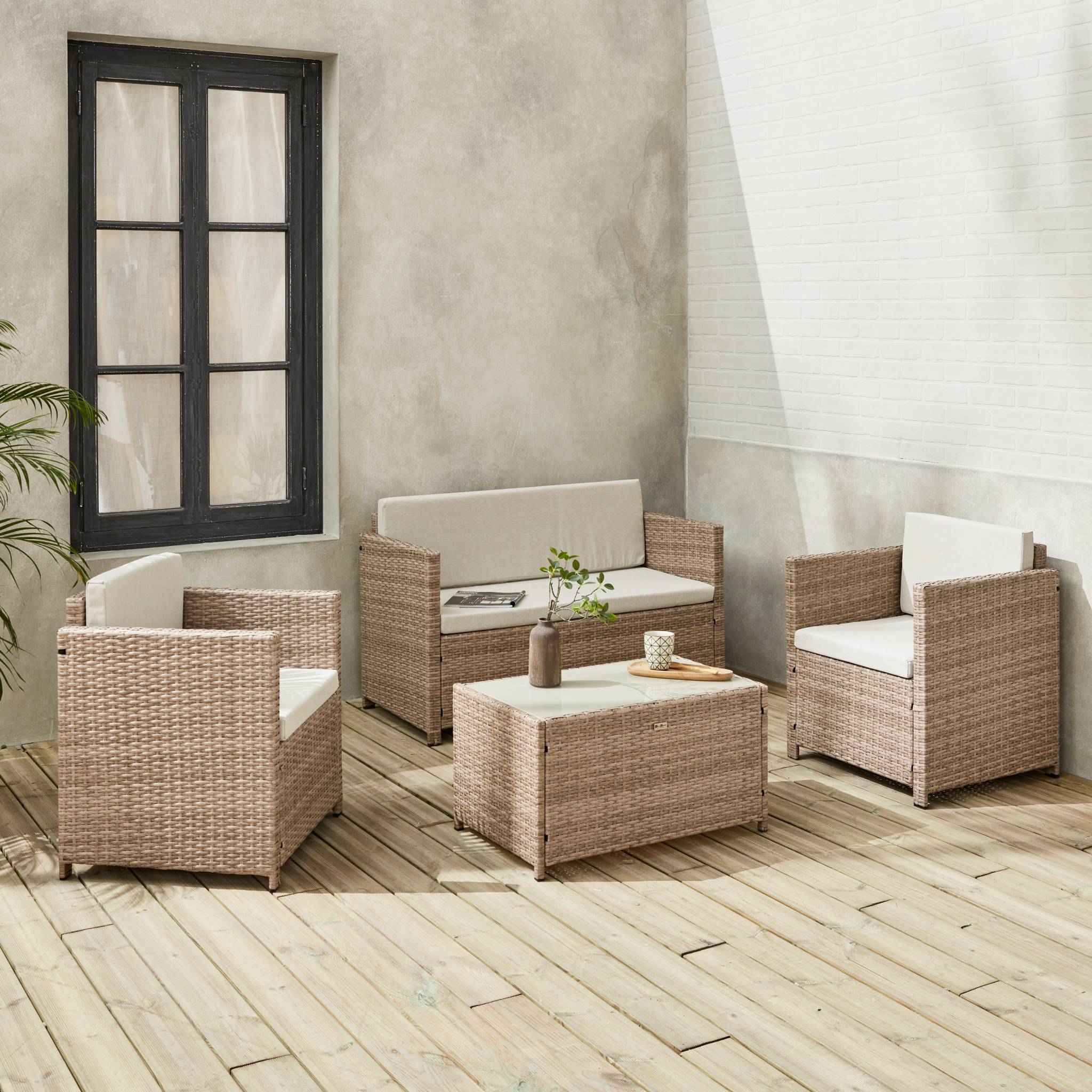 Salon de jardin en Acier Beige 4 personnes - 3