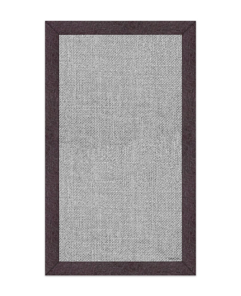 Alfombra vinílica lisa impresa yute marco gris 120x200 cm pvc antideslizante