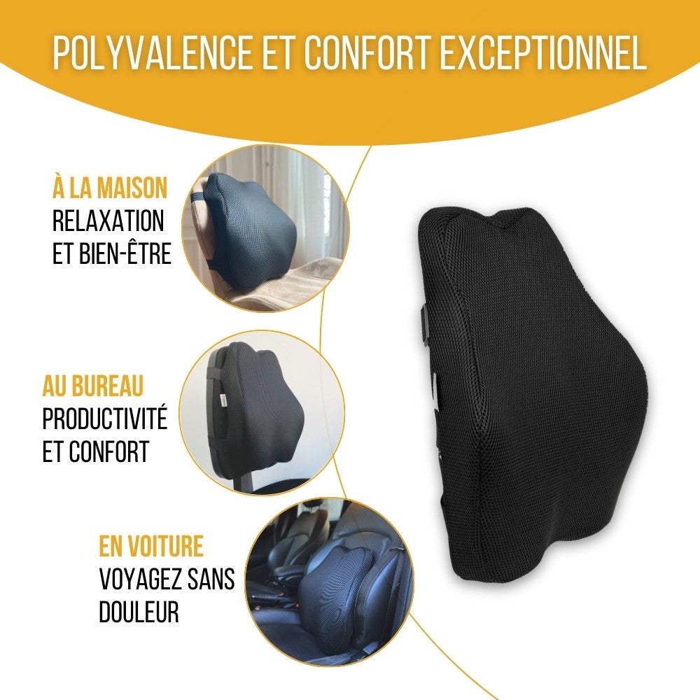 Coussin de Soutien Lombaire Allongé Ergonomique - 45x41x10,5 - en mousse à mémoire de forme - Sangles réglables - INPHYSIO - 7
