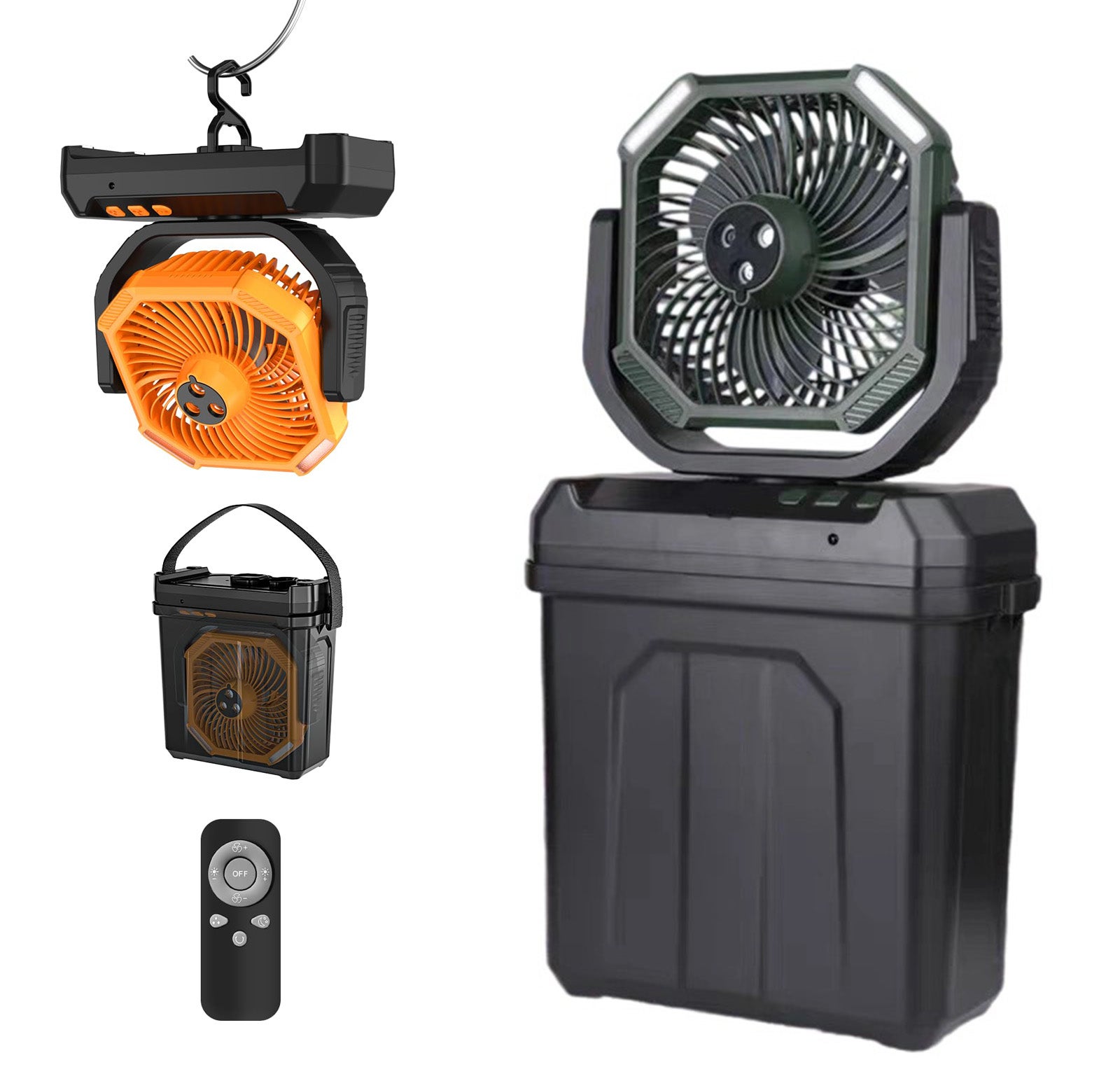 Ventilatore Nebulizzatore Portatile Con Telecomando, Nebulizzatore Ad Aria Fredda Secchio Da 6 Litri Rotazione A 45 4 Velocita Del Vento Verde 96567041