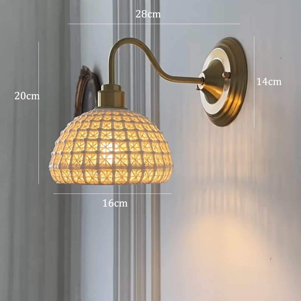 Applique murale, lampe de chevet vintage, appliques murales en laiton avec abat-jour en verre, applique d'intérieur (sans ampoule) - 4