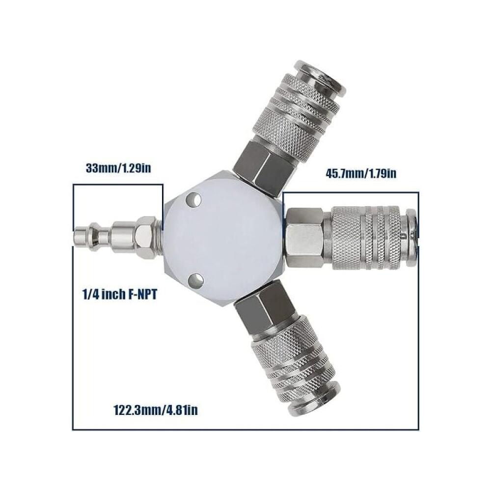 Répartiteur à air comprimé en Y - Raccord rapide - 3 voies - Raccord pneumatique - Raccord rapide - 1/4 F - 2