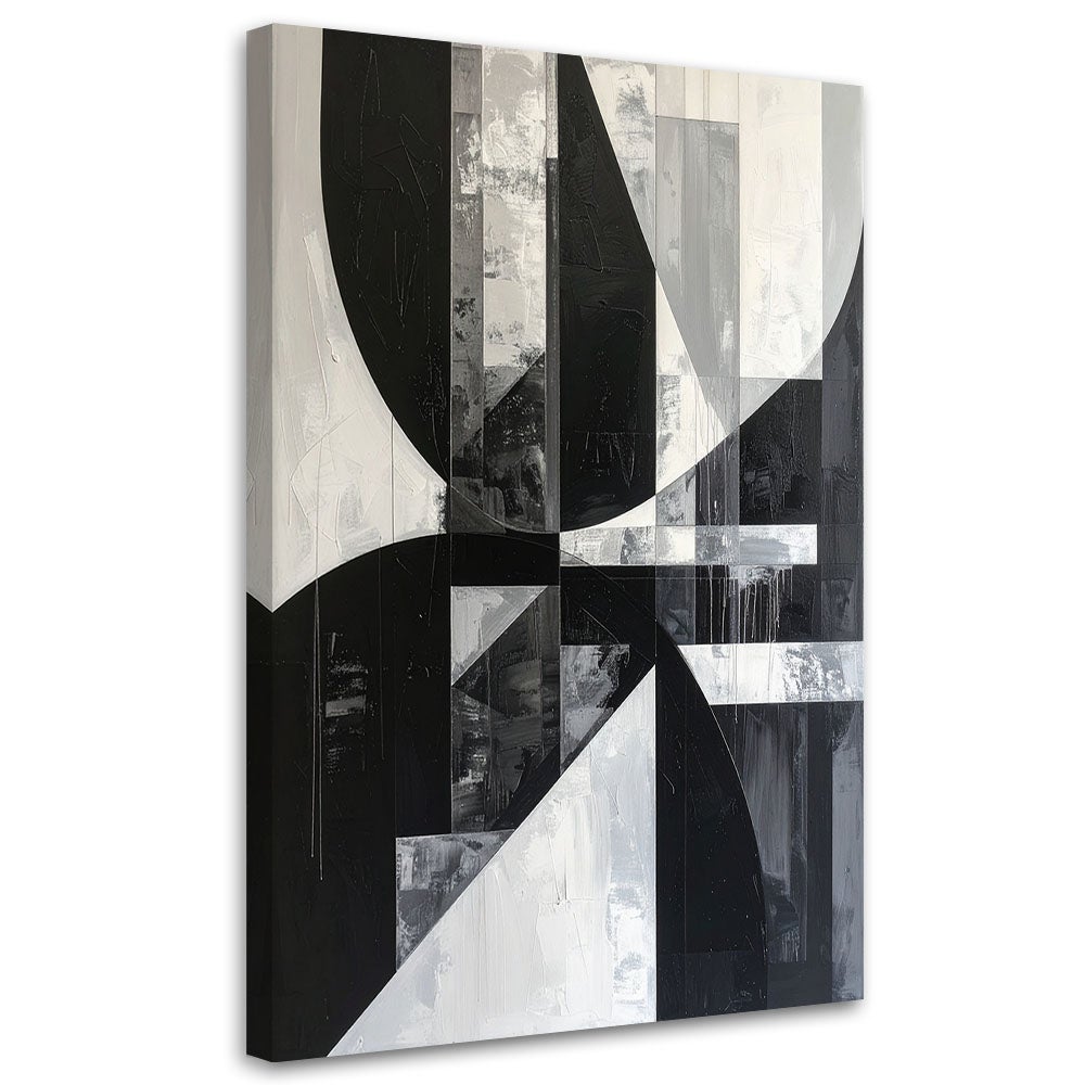 Obraz do salonu sypialni biura loftu, Geometryczna abstrakcja czarno biała 40x60