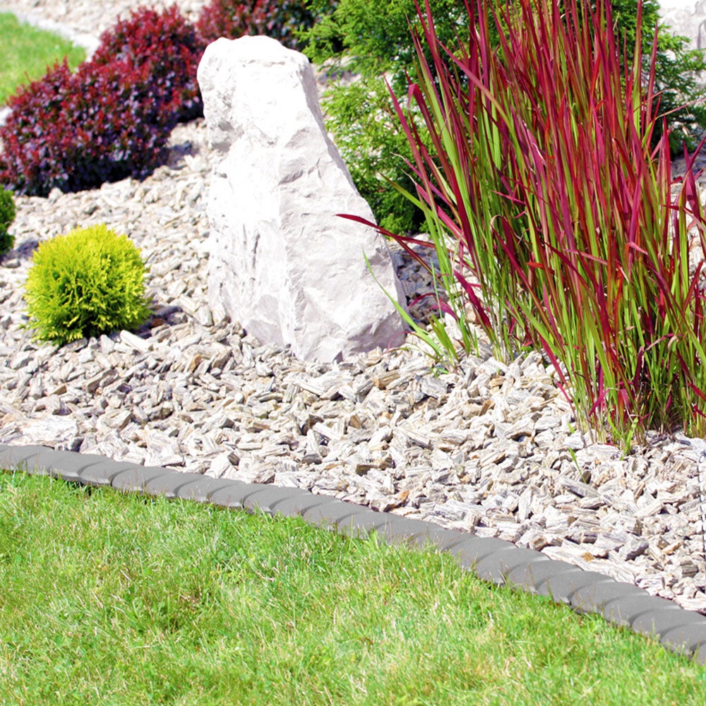DEUBA® Bordure de jardin plastique 3,80m résistante intempéries UV piquet terre bordure parterre plate-bande délimitation design plat gris - 4