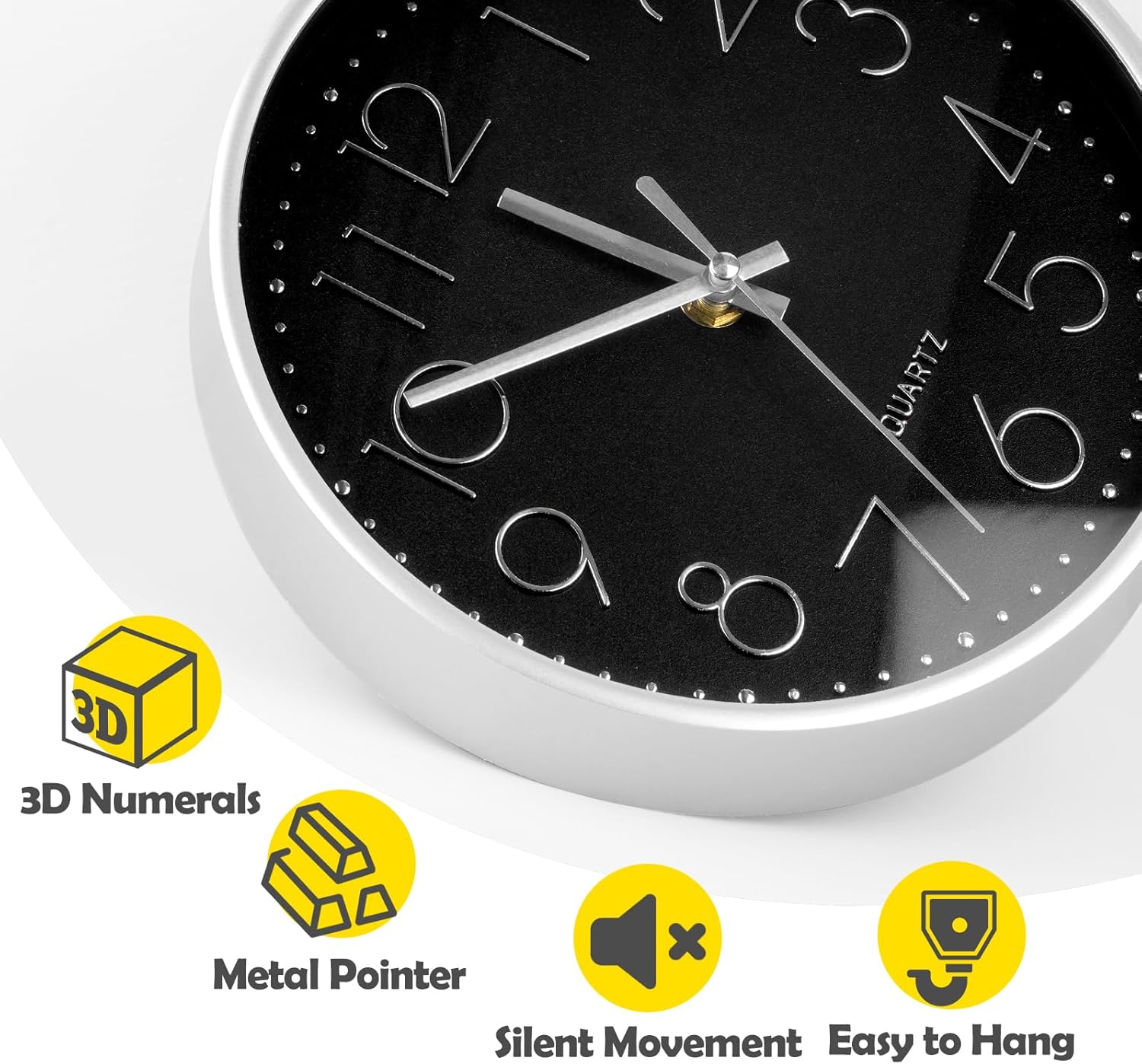 Topkey 8 Orologio Da Parete Rotondo Silenzioso A Lettura Facilitata Di
